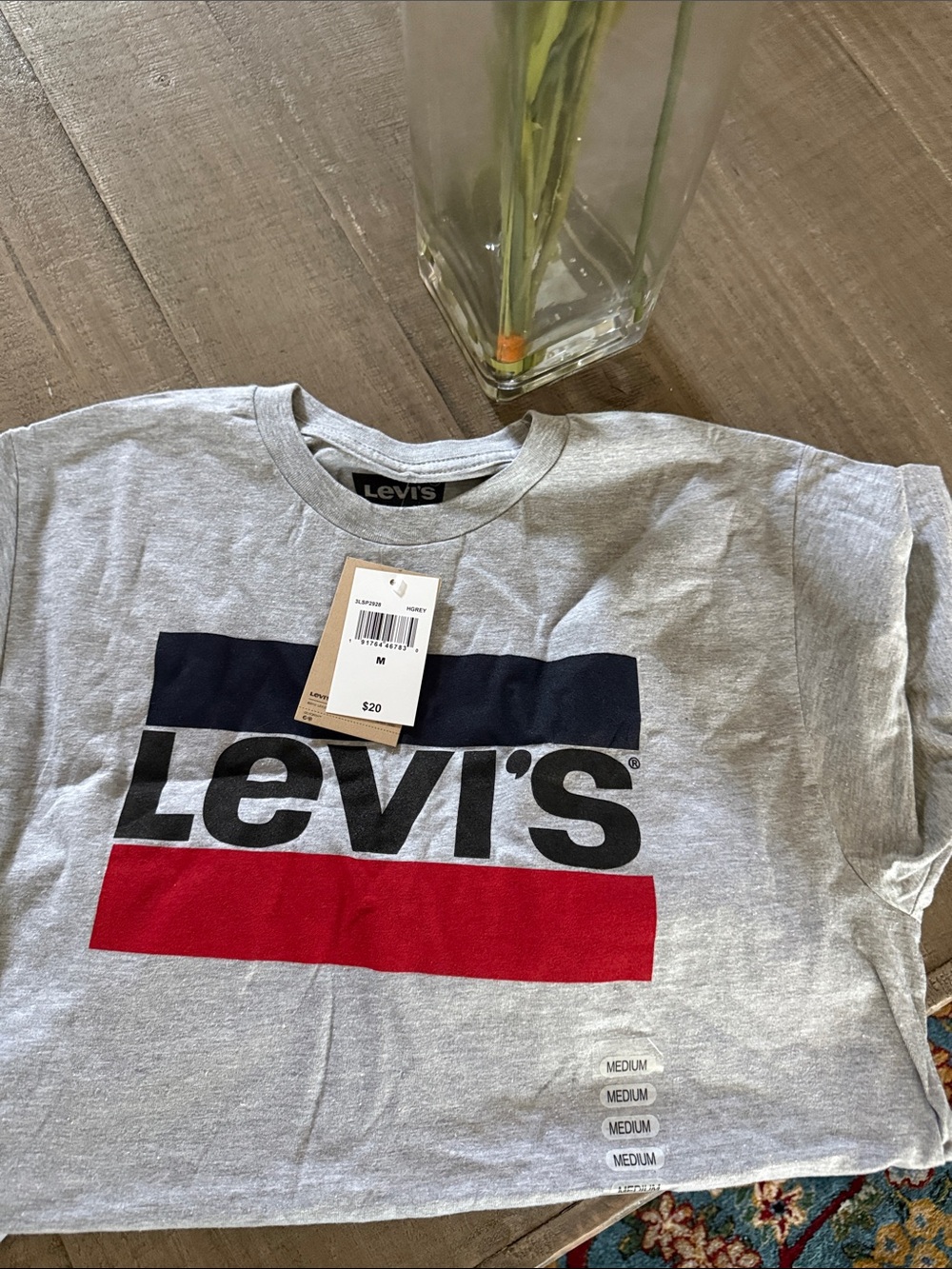 Levi's Grey Tee with Red & Navy Logo Blocks